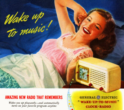 Wake up to music! 1940s. Image courtesy of The Advertising Archives.